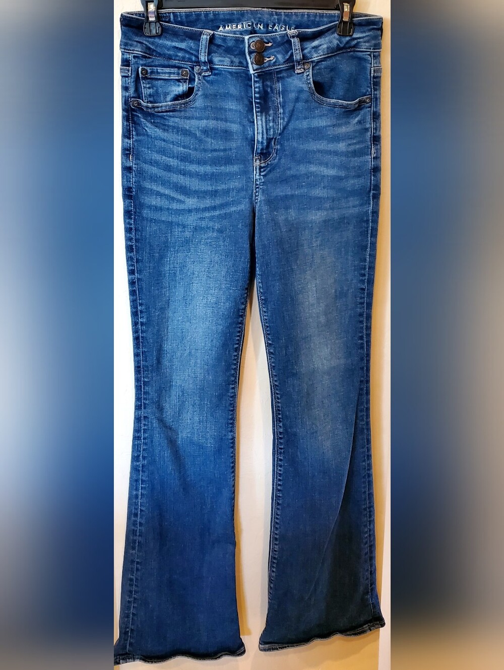 American Eagle Outfitters Blue High-Rise Artist Flare Jeans Size 8